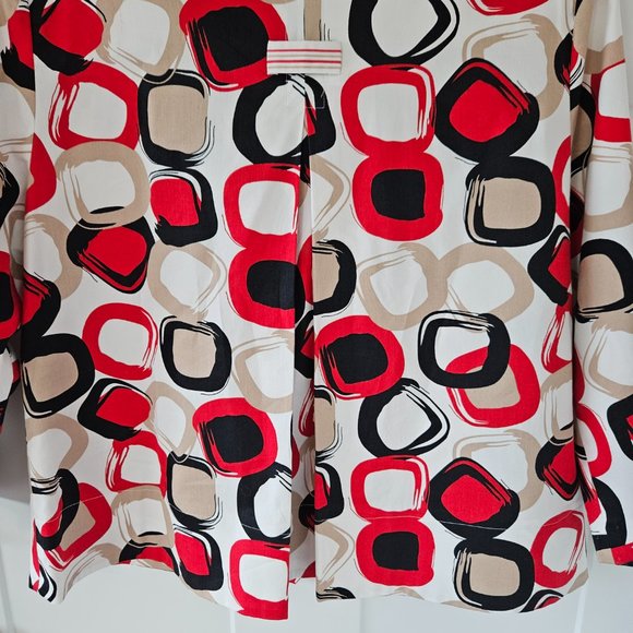 600 West Cropped Jacket 3/4 sleeves bold geometric pattern Size Small - Picture 5 of 9